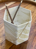 Handmade Paper hexagon Leaf Printed Pen Holder
