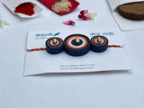 Eco-Friendly Handmade Seed Paper Rakhi – Navy Blue with Roli Chawal & Coco Disc