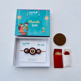 Eco-Friendly Handmade Seed Paper Rakhi – Navy Blue with Roli Chawal & Coco Disc