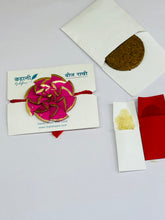 Red Golden Work Plantable Rakhi with Roli Chawal & Coco Disc