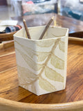 Handmade Paper hexagon Leaf Printed Pen Holder