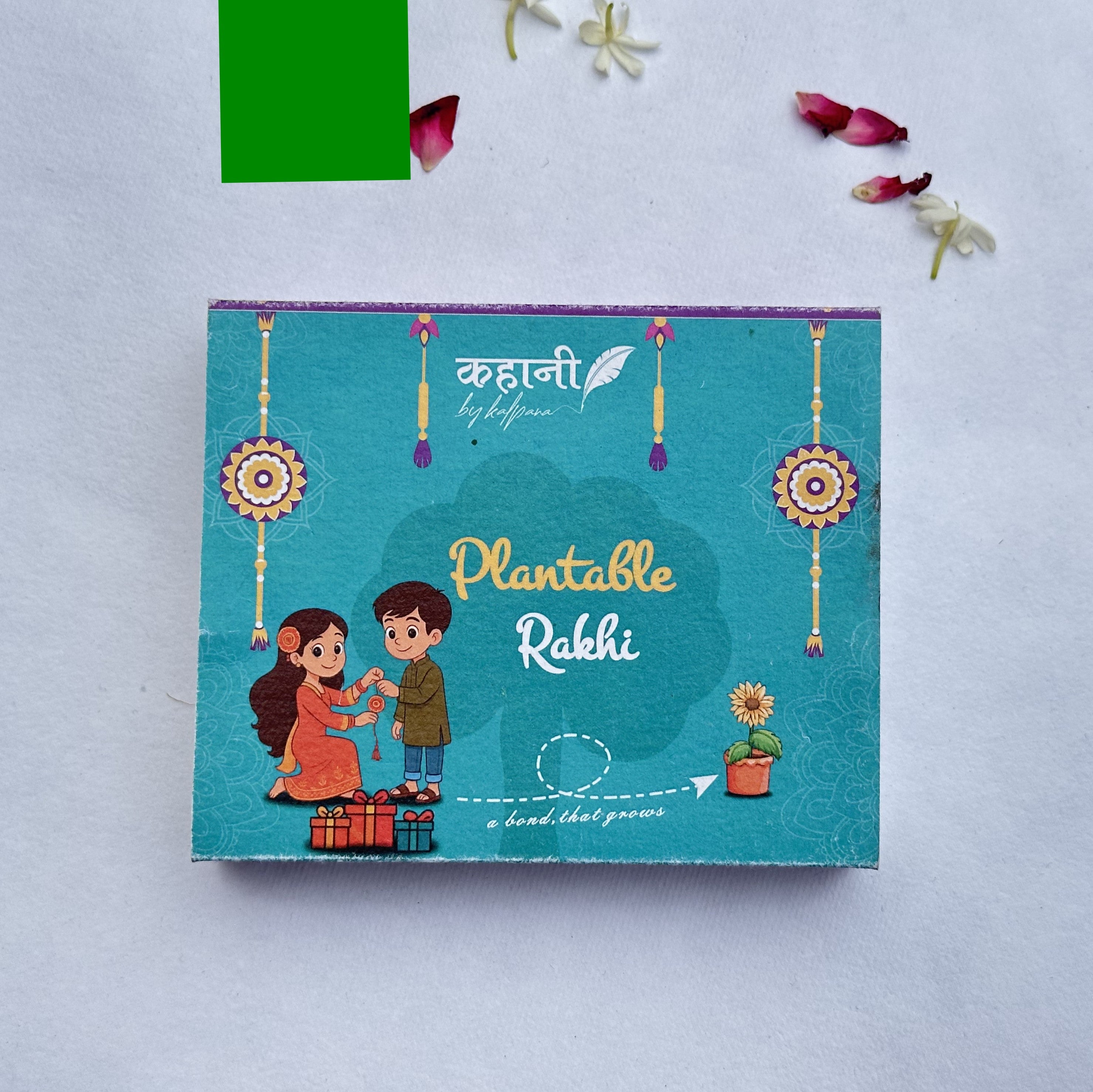 Blue Plantable Rakhi with Roli Chawal & Coco Disc